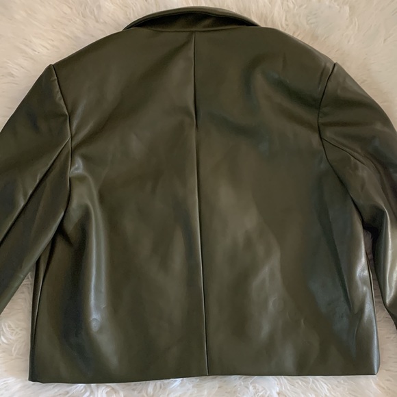 New Women’s faux leather jacket/ top/ blazer olive green philosophy size 8/S-M - Picture 8 of 12